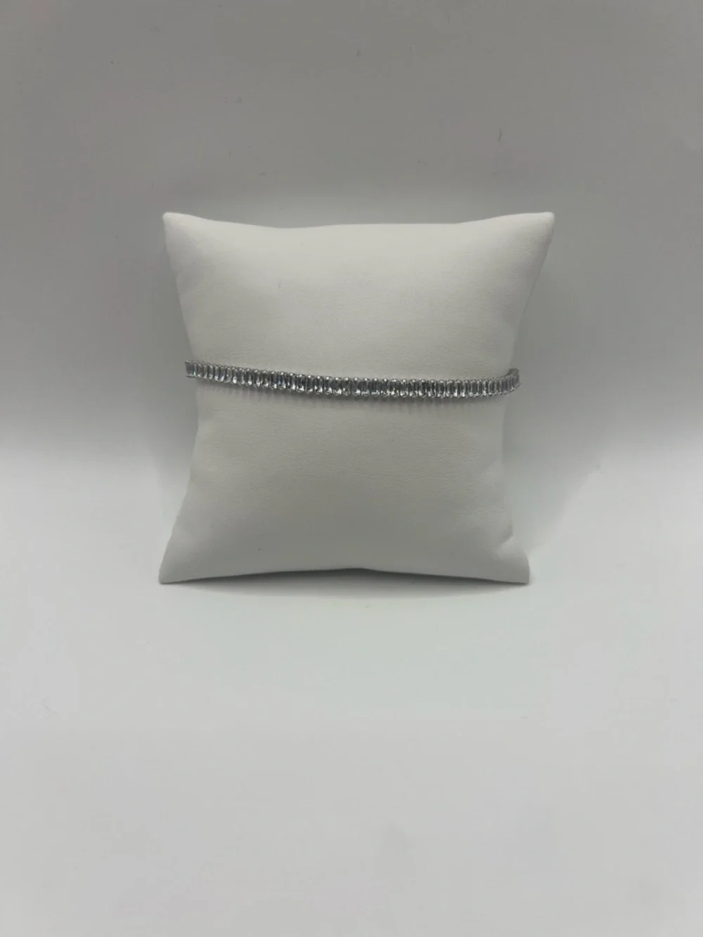 249. White Gold Plated Triple A Baguette CZ Bracelet 6 1/2” - 7”